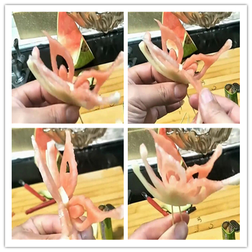 西瓜皮雕刻圖片 易學的西瓜皮雕刻圖案